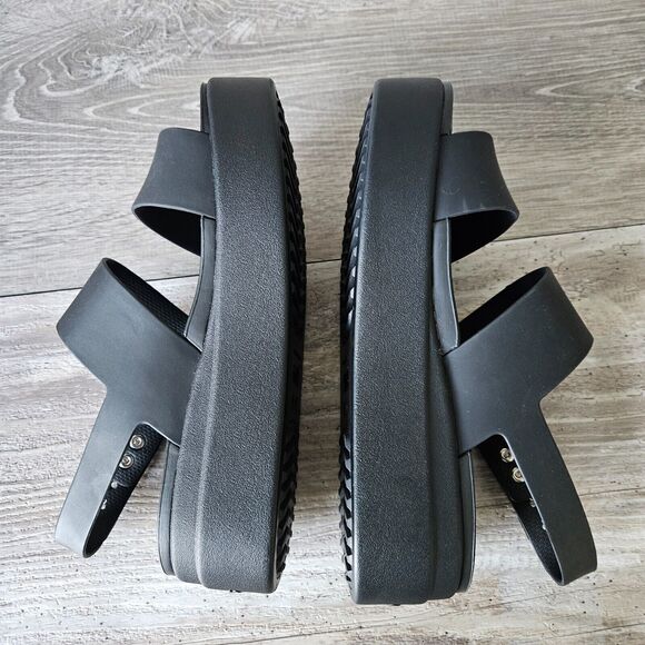 Crocs Brooklyn Low Wedge Sandals Literide Strappy Low Black Waterproof Womens 7 - Picture 7 of 12